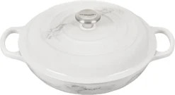 Le Creuset 3 1/2 Qt. Signature Braiser W/Stainless Steel Knob - Marble- Personalized Engraving Available