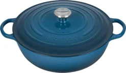 Le Creuset 7 1/2 Qt. Signature Enameled Cast Iron Chef's Oven W/Stainless Steel Knob - Deep Teal- Personalized Engraving Available