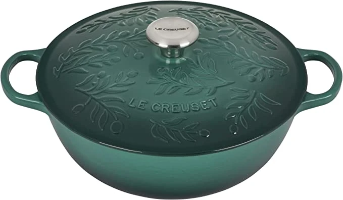 Le Creuset 5 1/4 Qt. Signature Enameled Cast Iron Soup Pot W/Olive Branch Embossed Lid - Artichaut- Personalized Engraving Available 1 Le Creuset 5 1/4 Qt. Signature Enameled Cast Iron Soup Pot W/Olive Branch Embossed Lid - Artichaut- Personalized Engraving Available
