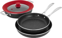 Henckels Capri Notte 4 Pc. Aluminum Nonstick Cookware Set Plus Universal Lid