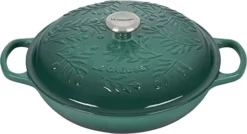 Le Creuset 3 1/2 Qt. Signature Enameled Cast Iron Braiser W/Olive Branch Embossed Lid - Artichaut- Personalized Engraving Available
