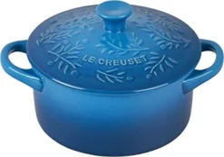 Le Creuset 14 Oz. Stoneware Mini Round Cocotte W/Olive Branch Embossed Lid - Marseille
