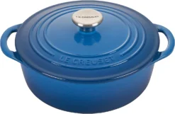 Le Creuset 2 3/4 Qt. Enameled Cast Iron Classic Shallow Round Dutch Oven W/ Stainless Steel Knob - Marseille- Personalized Engraving Available
