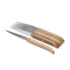TB Laguiole Sens 6-Piece Steak Knife Set - Light Wood Handle