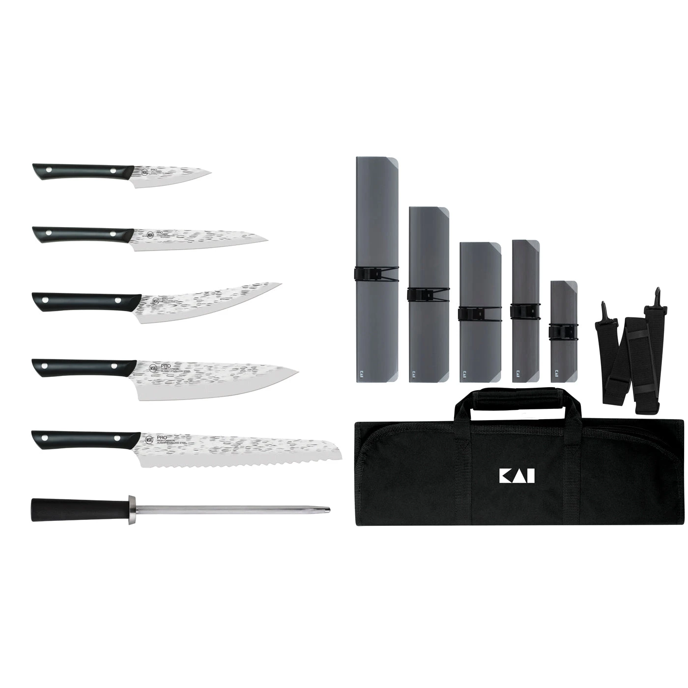 Kai Pro 7 Pc Culinary Knife Set W/Knife Roll 1 Kai Pro 7 Pc Culinary Knife Set W/Knife Roll