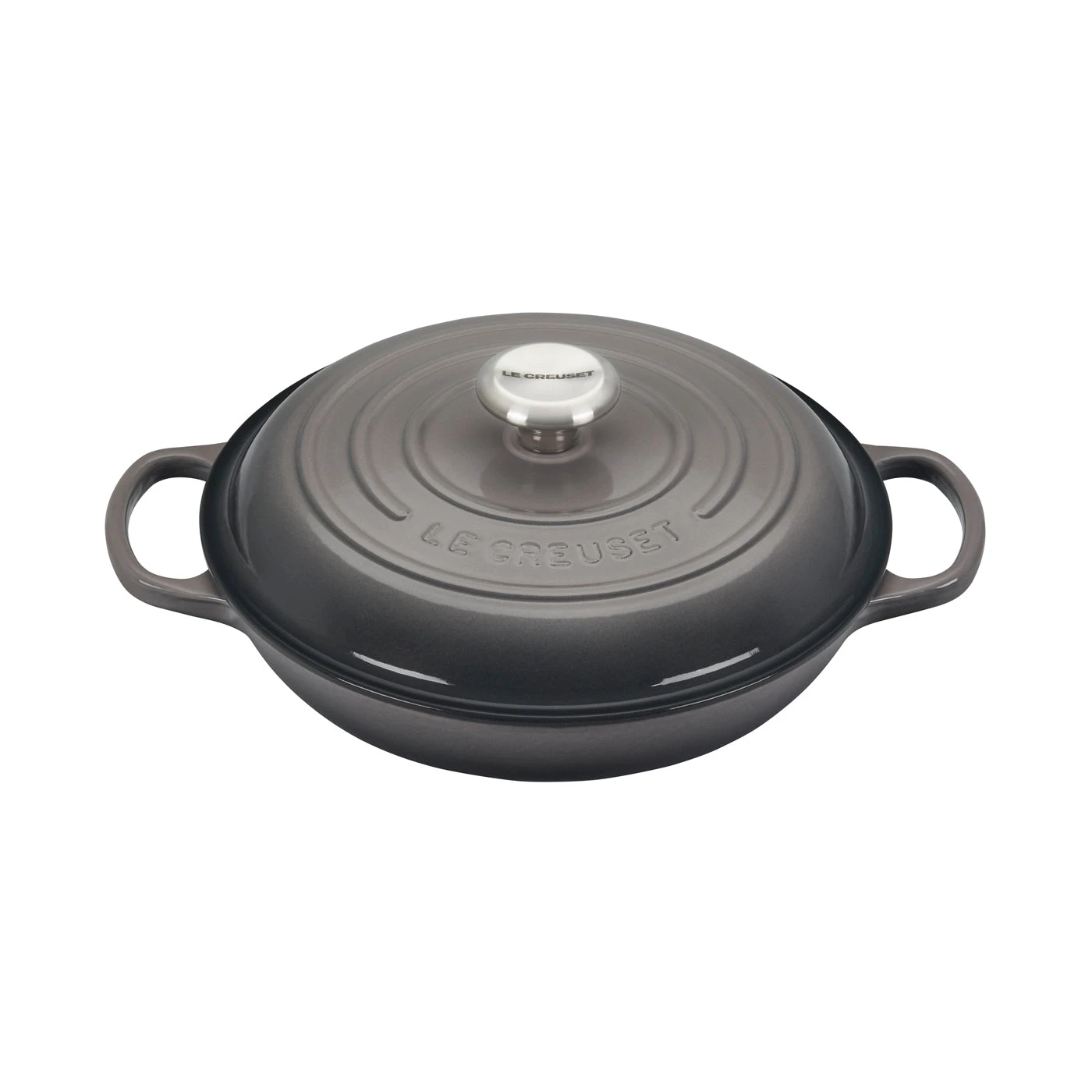 Le Creuset 2 1/4 Qt. Signature Braiser W/Stainless Steel Knob - Oyster- Personalized Engraving Available 1 Le Creuset 2 1/4 Qt. Signature Braiser W/Stainless Steel Knob - Oyster- Personalized Engraving Available