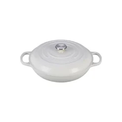Le Creuset 3 1/2 Qt. Signature Braiser W/Stainless Steel Knob - White- Personalized Engraving Available