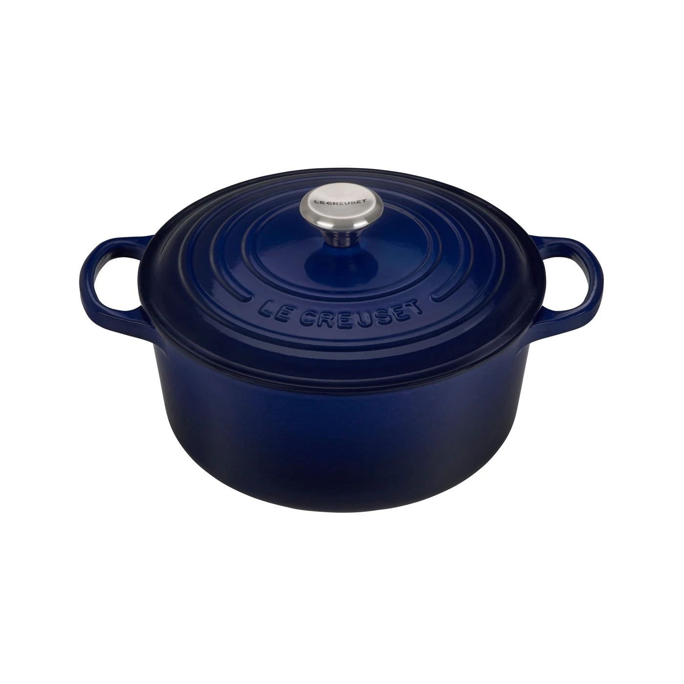 Le Creuset 3 1/2 Qt. Signature Round Dutch Oven W/Stainless Steel Knob - Indigo 1 Le Creuset 3 1/2 Qt. Signature Round Dutch Oven W/Stainless Steel Knob - Indigo
