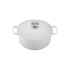 Le Creuset 5 1/2 Qt. Signature Round Dutch Oven W/Stainless Steel Knob - White- Personalized Engraving Available