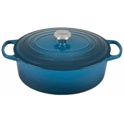 Le Creuset 6 3/4 Qt. Signature Oval Dutch Oven W/Stainless Steel Knob - Deep Teal- Personalized Engraving Available