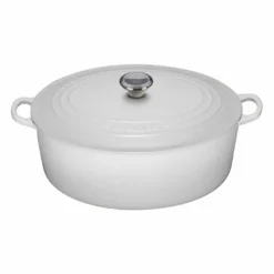 Le Creuset 9 1/2 Qt. Signature Oval Dutch Oven W/Stainless Steel Knob - White- Personalized Engraving Available