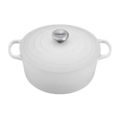 Le Creuset 9 Qt. Signature Round Dutch Oven W/Stainless Steel Knob - White- Personalized Engraving Available